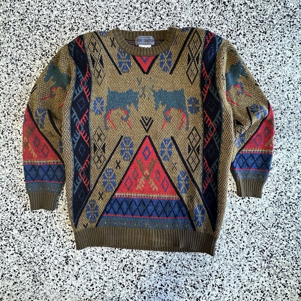 Vintage 90s French Connections Sweater Mens Large Grandpa Acrylic Wool Coogi